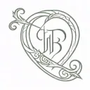 Letters J and B combined in gaelic heart for ring finger. tattoo design idea