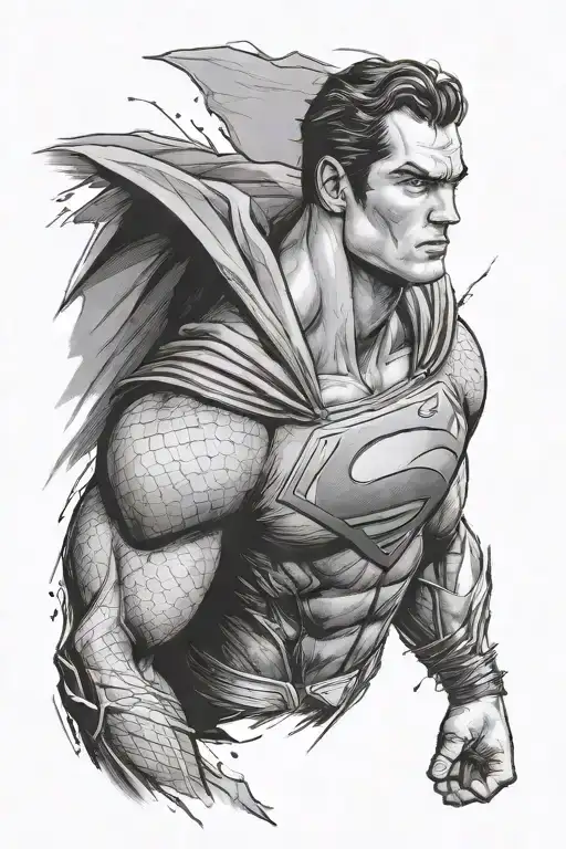 superman in a realistic style tattoo design idea
