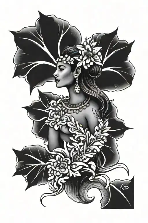 Hawaiian goddess Hi'iaka tattoo design idea