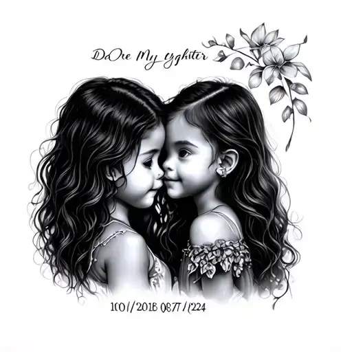 Date of my daughters 10/08/2010 and my other daughter 06/27/2024 tattoo design idea