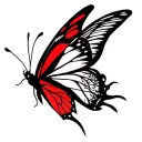 red and black butterfly with white on tips of wings with tree of life and 999 tattoo tattoo design idea