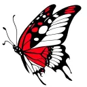 red and black butterfly with white on tips of wings with tree of life and 999 tattoo tattoo design idea