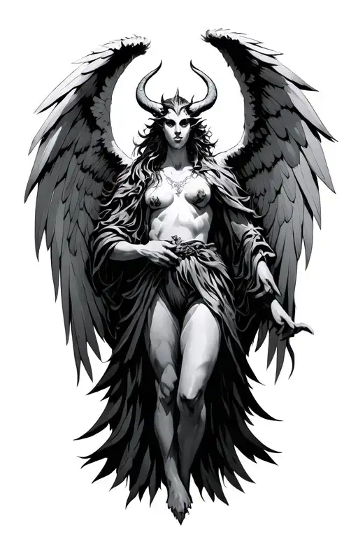 daedalus rising angel half demon tattoo design idea