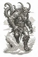 Krampus in winter landscape tattoo design idea