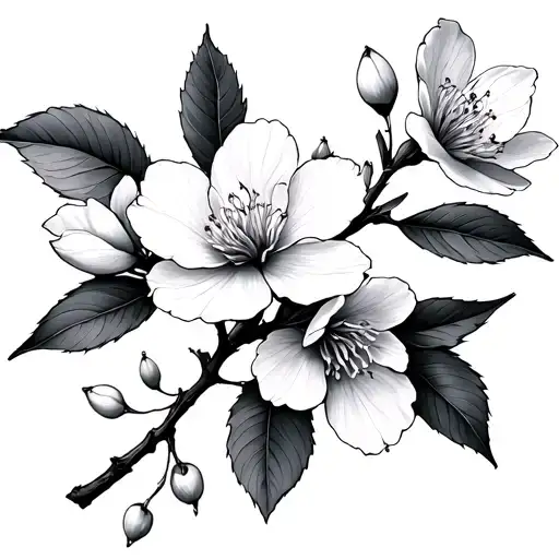 Fine Line Cherry Blossom tattoo design idea