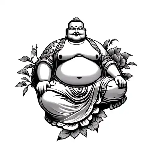 Fat Buddha tattoo design idea