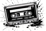a cassette tape with crazy train, ozzy osbourne and 1980 on it tattoo design idea