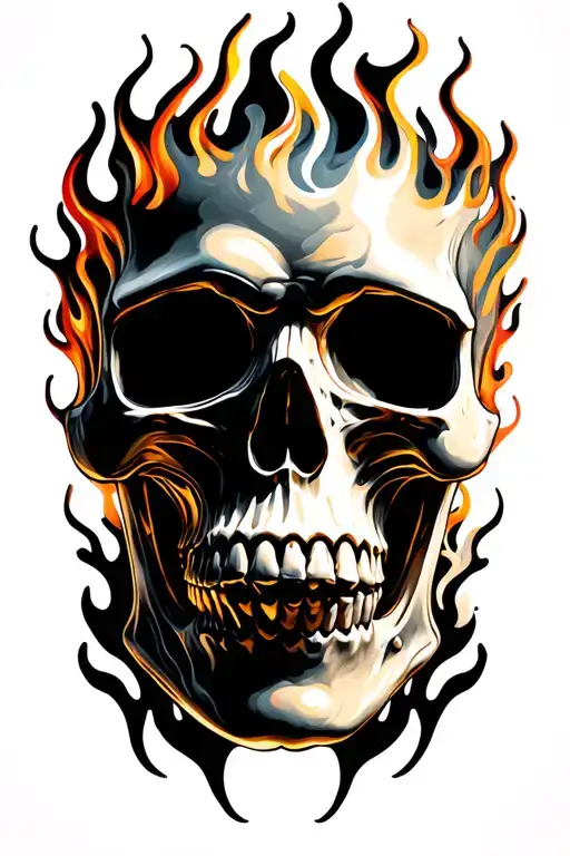 Flaming skull tattoo design idea