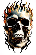 Flaming skull tattoo design idea