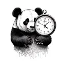 Panda Bear and Clock tattoo design idea