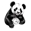 Panda Bear and Clock tattoo design idea