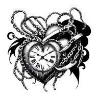 "Melanie" Clock Coeur Chains tattoo design idea