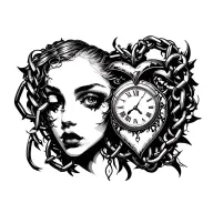 "Melanie" Clock Coeur Chains tattoo design idea