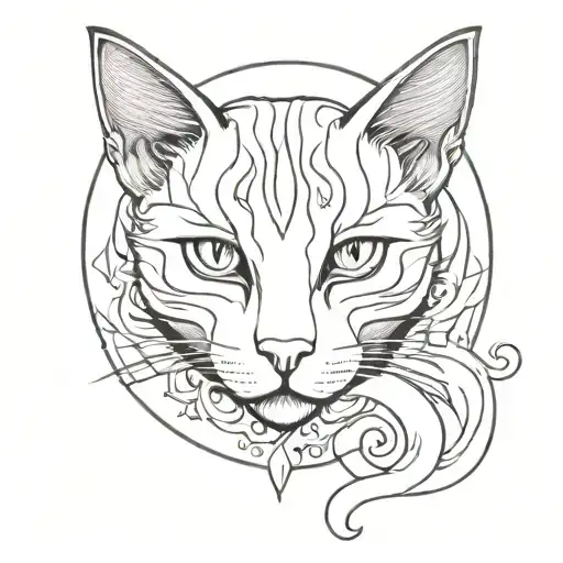 cat as a god showing mercy to angels tattoo design idea