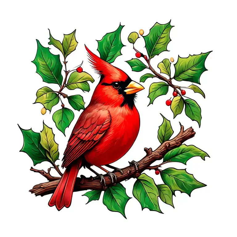 red cardinal bird tattoo design idea