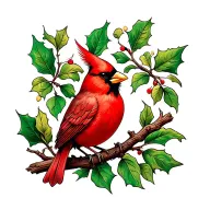 red cardinal bird tattoo design idea