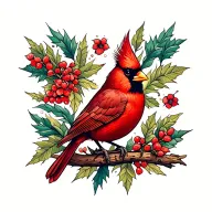 red cardinal bird tattoo design idea
