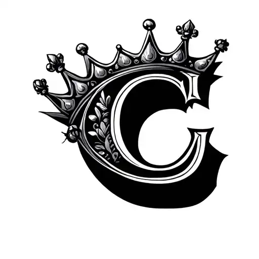 "C" Letter C With Crown black African tattoo design idea