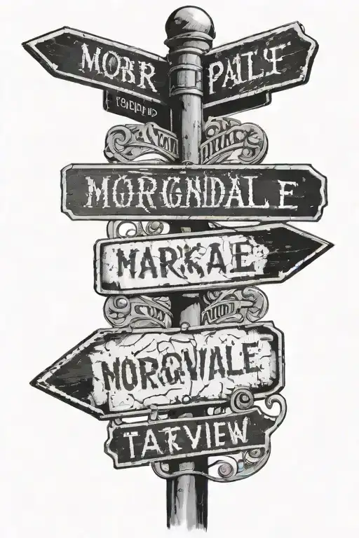 street sign that says morgandale and parkveiw tattoo design idea