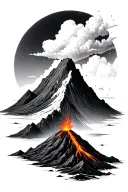 Volcano calmness tattoo design idea