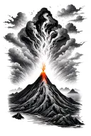 Volcano calmness tattoo design idea