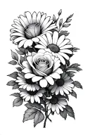 Daisys, Roses, Aster tattoo design idea