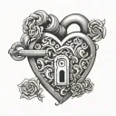 heart shaped lock tattoo design idea
