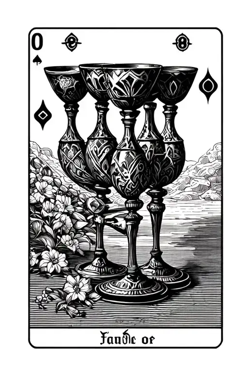 three of cups tarot card tattoo design idea