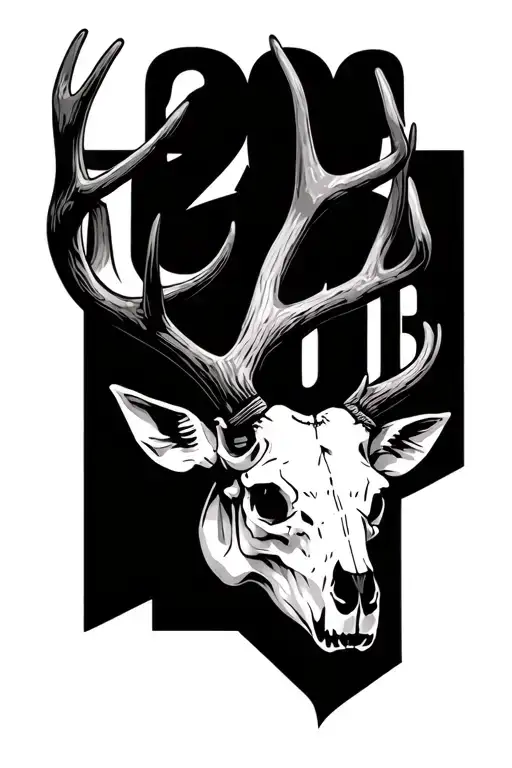 "2003" deer skull tattoo design idea