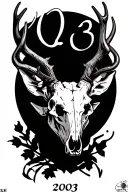 "2003" deer skull tattoo design idea