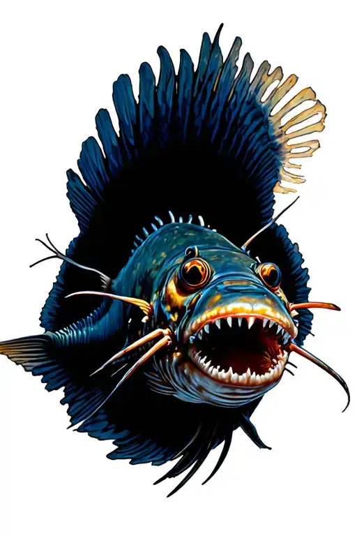 Angler fish hunting its prey tattoo design idea