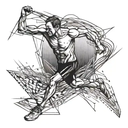 marathon runner crossing the finish line tattoo design idea