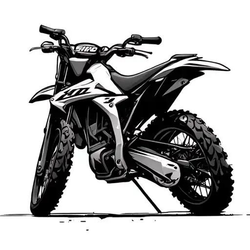 minimal continuous-line dirtbike.Hanging from the handlebars: a pair of d tattoo design idea