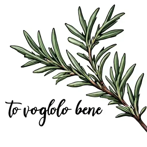 Rosemary branch with words "to voglio bene" tattoo design idea