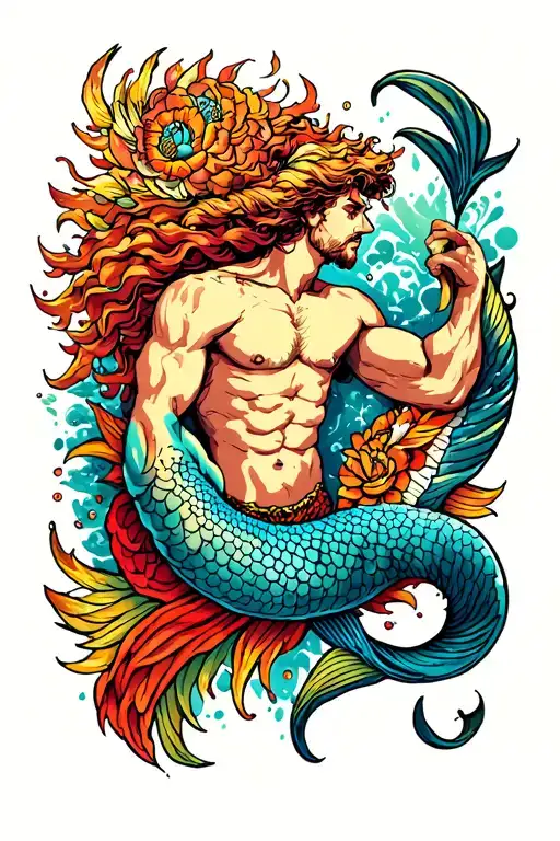 Gay Merman tattoo design idea