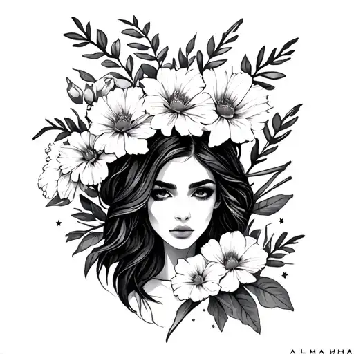 Aaliyah, Aquarius, January birth flowers tattoo design idea