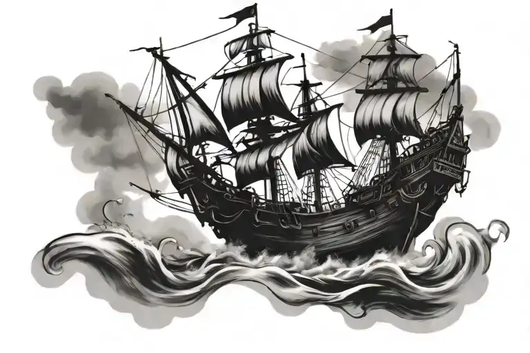 goonies pirate ship tattoo design idea