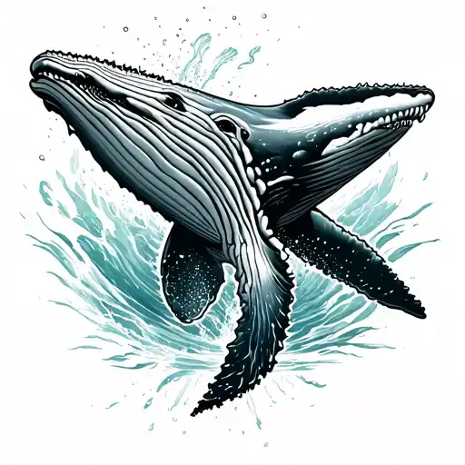 humpback whale breaching tattoo design idea