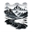 road into mountains tattoo design idea