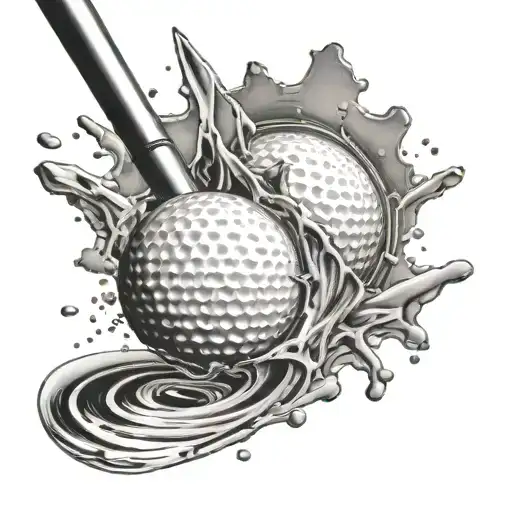 Golf ball breaking tattoo design idea