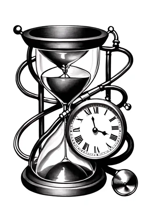 hourglass with clock and stethoscope memorial tattoo tattoo design idea