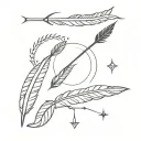 arrow sun moon indian feather tattoo design idea