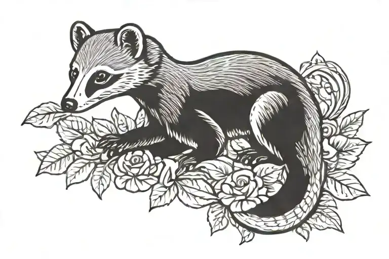 white-nosed coati tattoo design idea