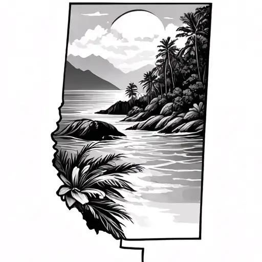 South Dakota mixed with Hawaii tattoo design idea