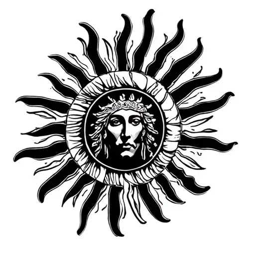 Colombia Greece Macedonian verginian sun tattoo design idea