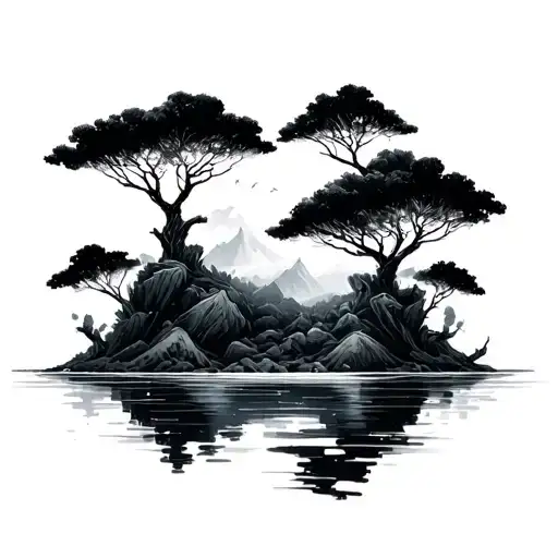 Floating Island tattoo design idea