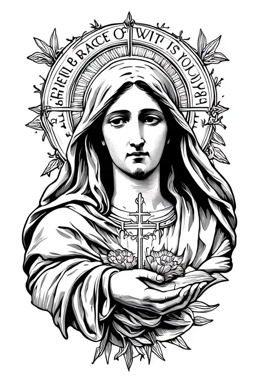 Hail Mary, full of grace, the Lord is with you tattoo design idea