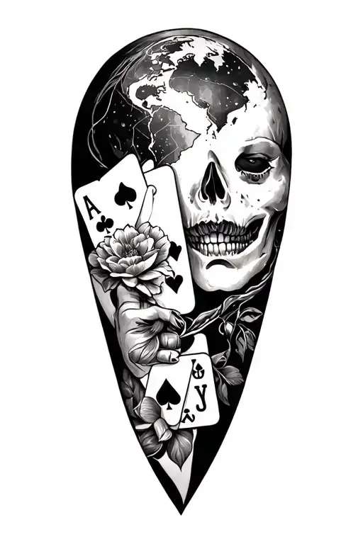 lonely world lifes a gamble style inspired tattoo design idea