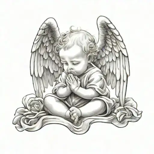 baby Angel Praying tattoo design idea