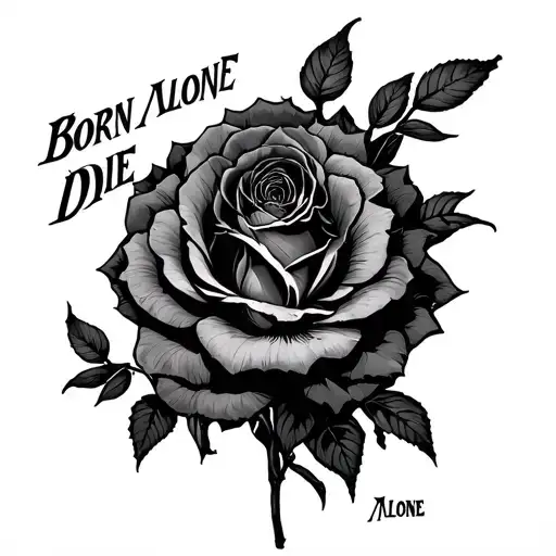 Born Alone Die Alone tattoo design idea